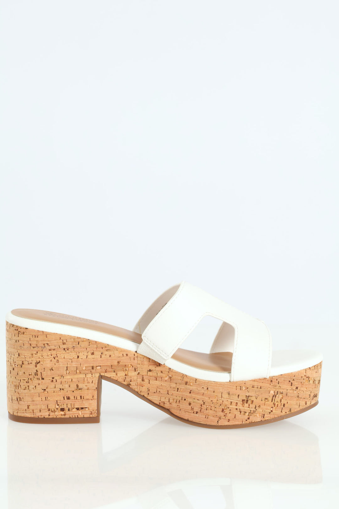 Halerria Push In Cork Mid Heel - White