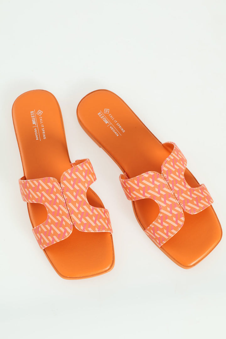 Haylee Push In Chunky Strap Sandal - Orange