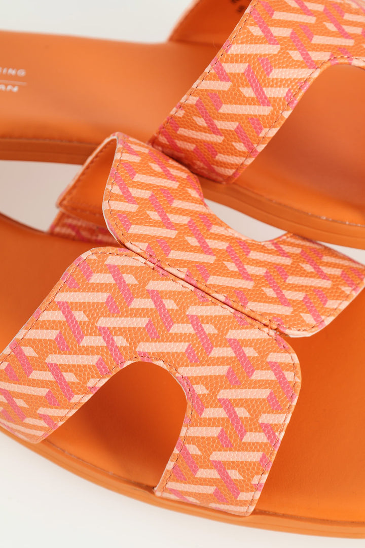 Haylee Push In Chunky Strap Sandal - Orange