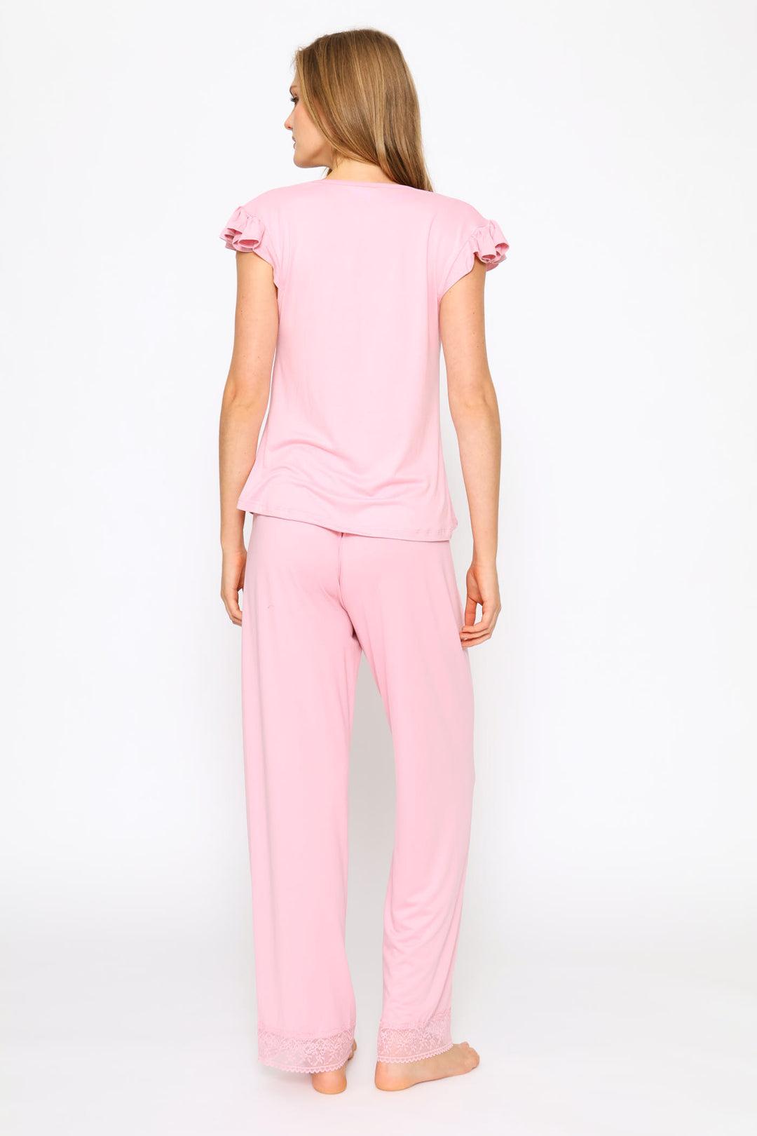 Soft Touch Lace Vest & Pant Set - Dusty Pink