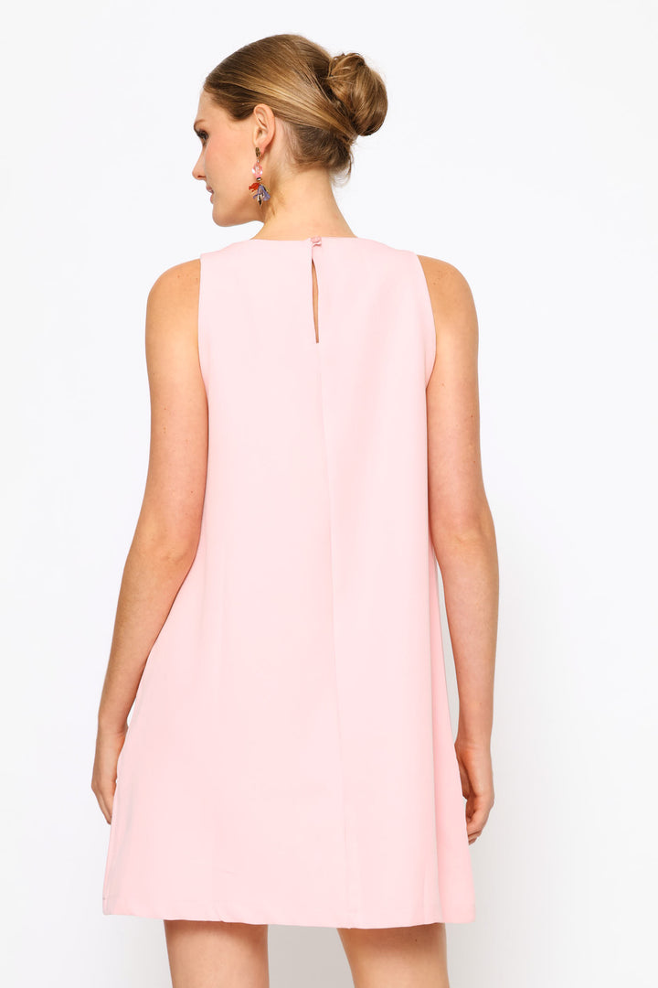 Fancy Button Shift Dress - Pastel Pink