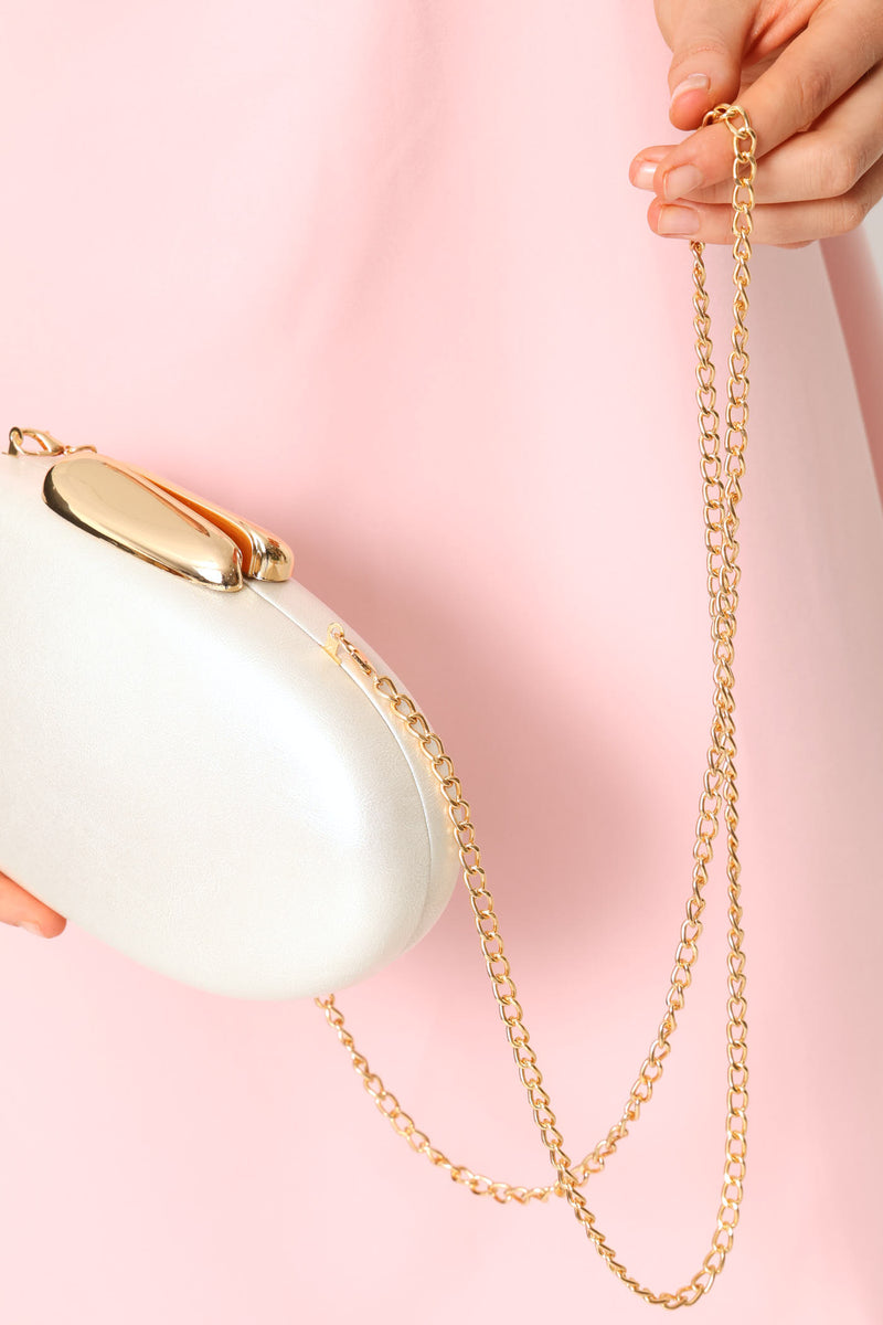 Shimmer Hardcase Clutch Bag - Cream