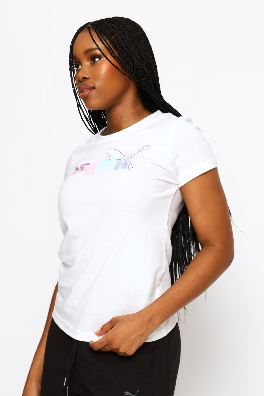 Graphic Stacked Tee - White