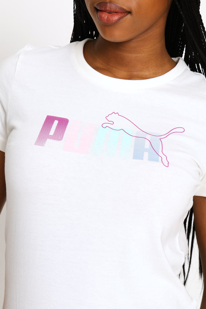 Graphic Stacked Tee - White