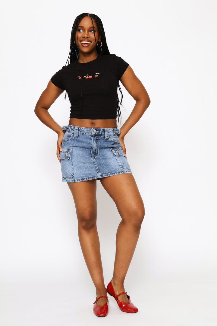 Cherry Baby Tee - Black