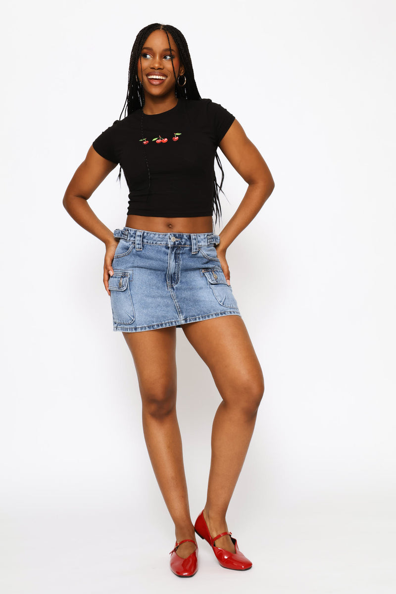 Cherry Baby Tee - Black