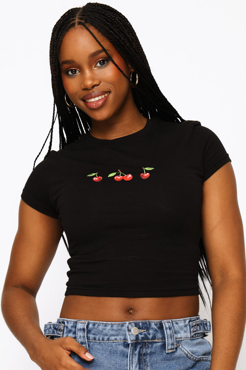 Cherry Baby Tee - Black