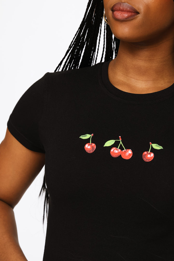 Cherry Baby Tee - Black