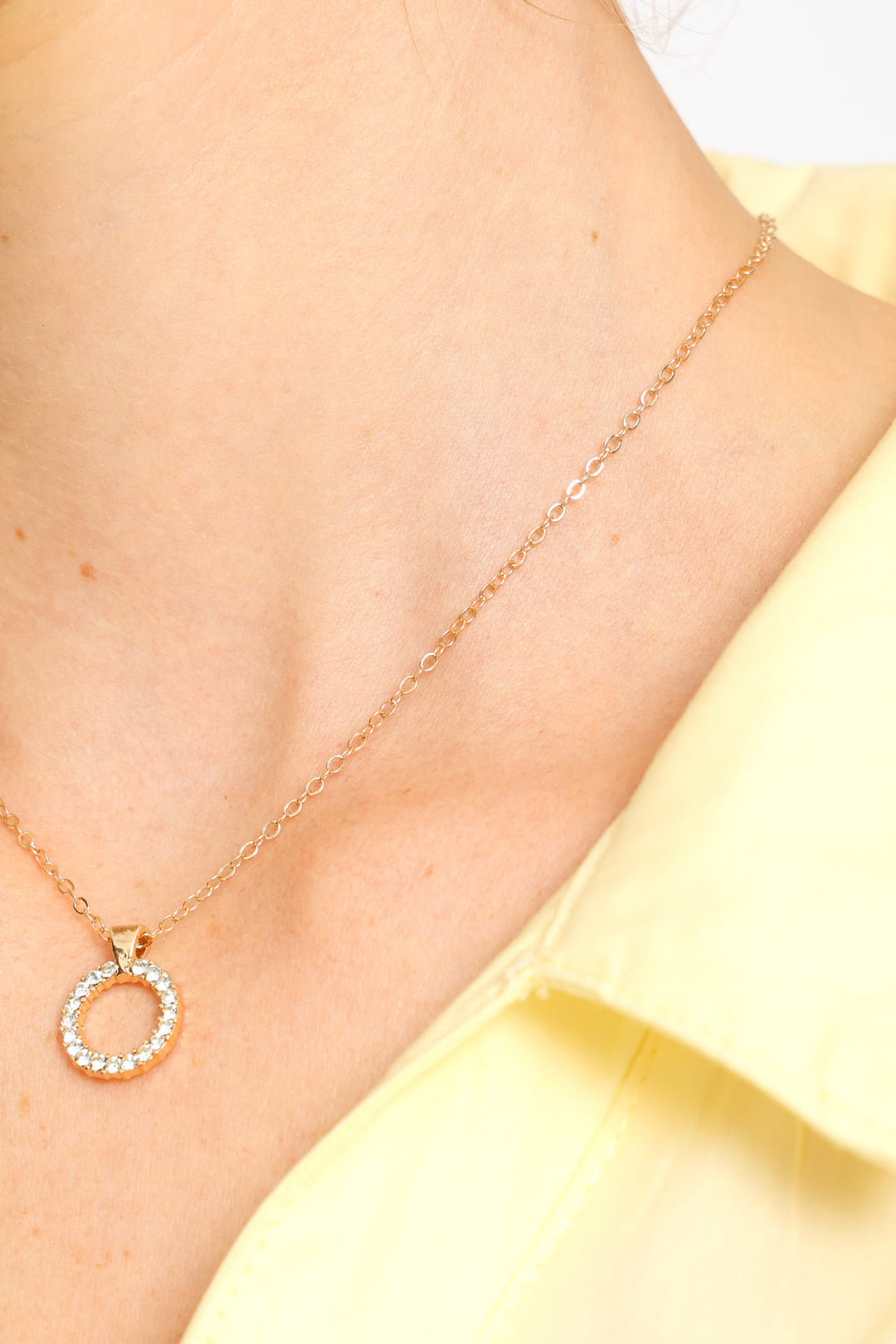 2 Pack Diamante Circle Pendant With Matching Stud Earrings - Gold