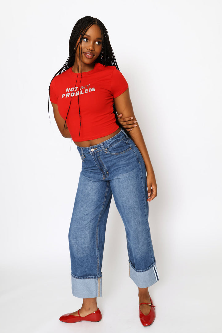 Not My Problem Baby Tee - Red