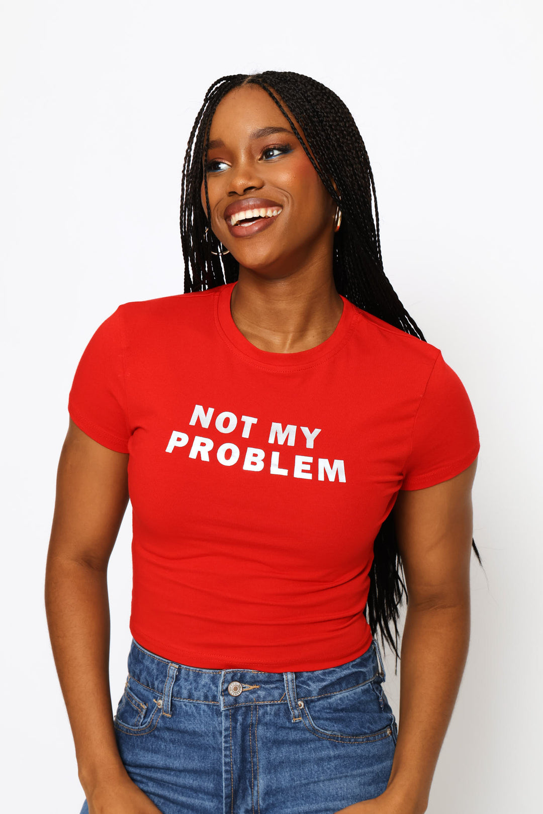 Not My Problem Baby Tee - Red