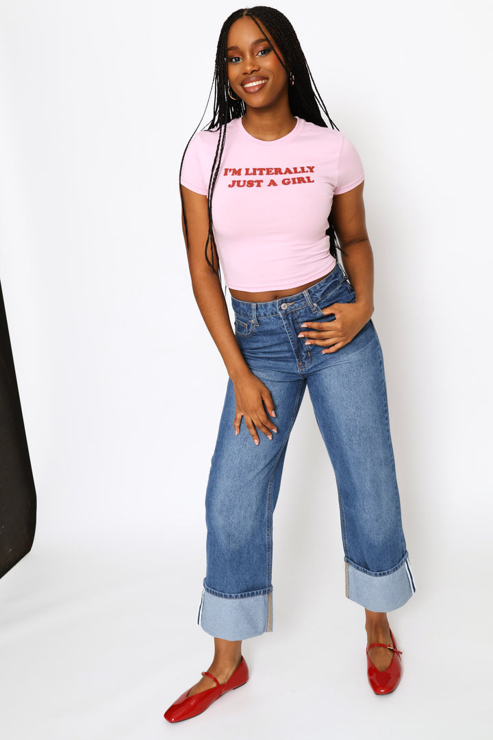 Just A Girl Baby Tee - Pink