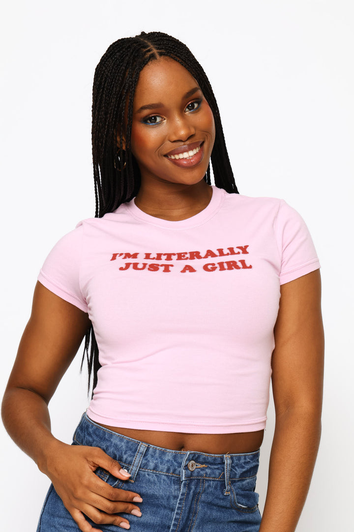Just A Girl Baby Tee - Pink