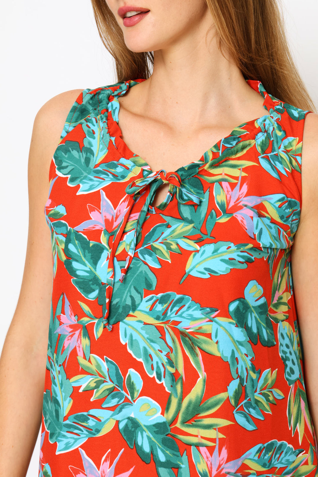 Frill Neck Frill Hem Mini Dress - Multi