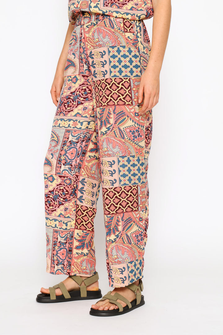 Zip Front Printed Straight Leg Pants - Multi