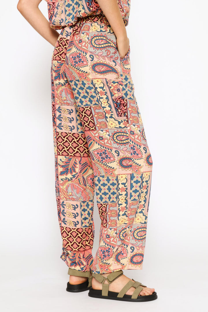 Zip Front Printed Straight Leg Pants - Multi