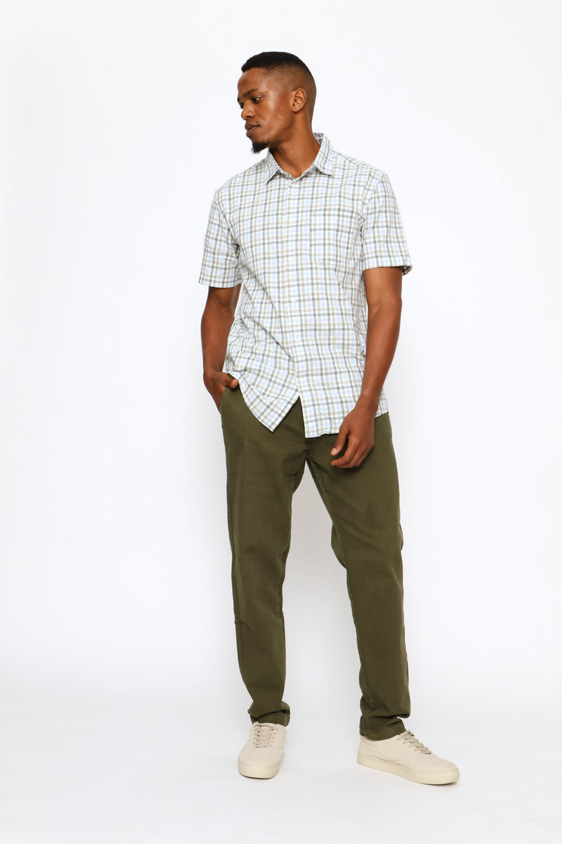 Slub Check Shirt - White/Sage/Fatigue