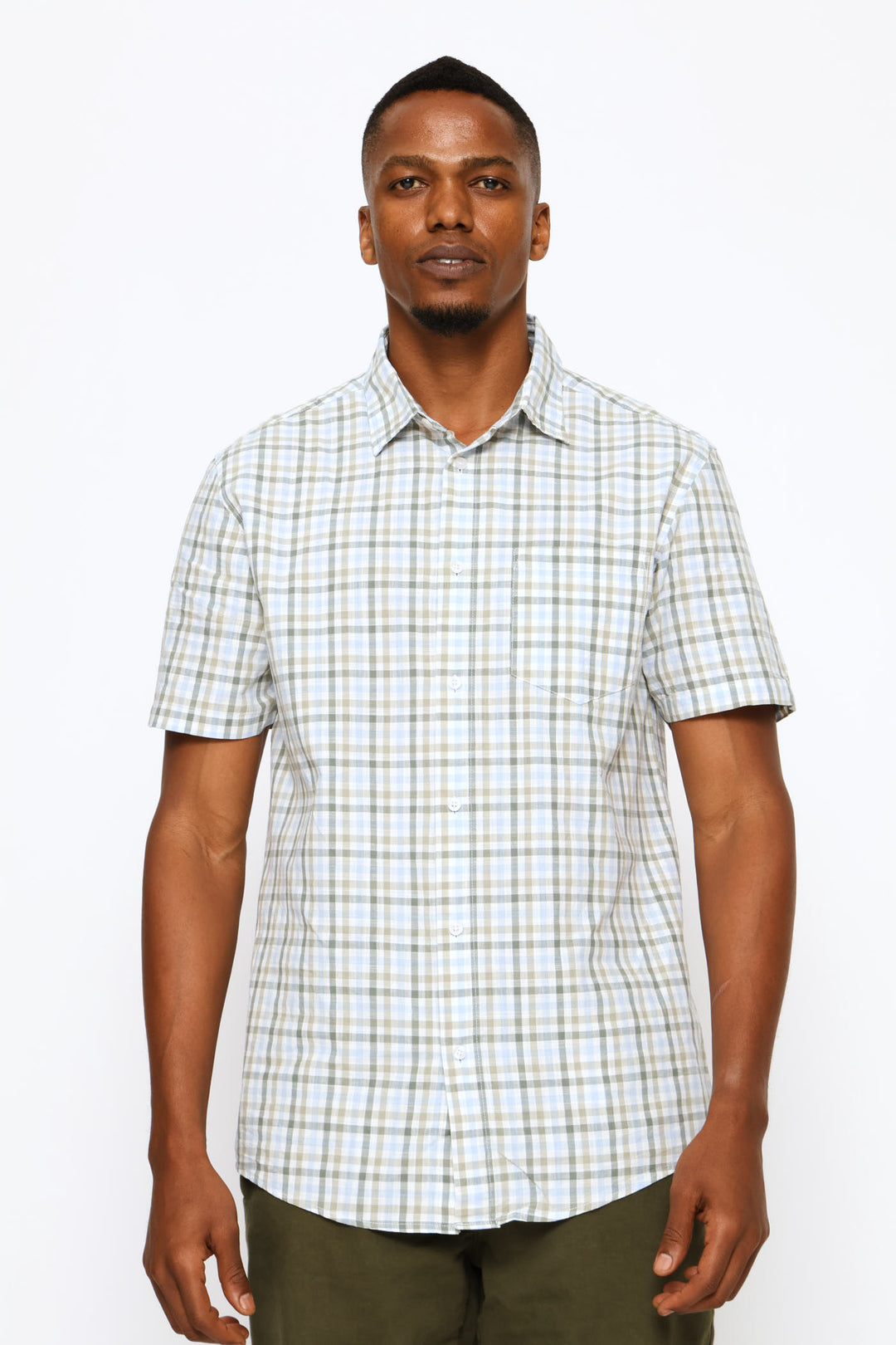 Slub Check Shirt - White/Sage/Fatigue
