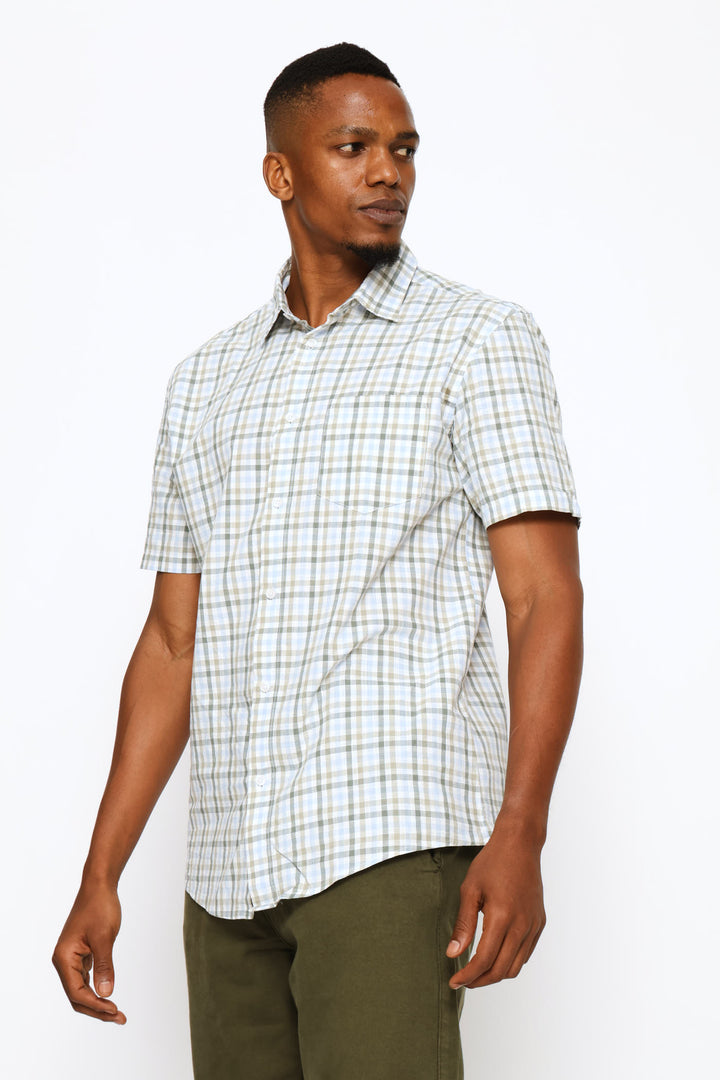 Slub Check Shirt - White/Sage/Fatigue