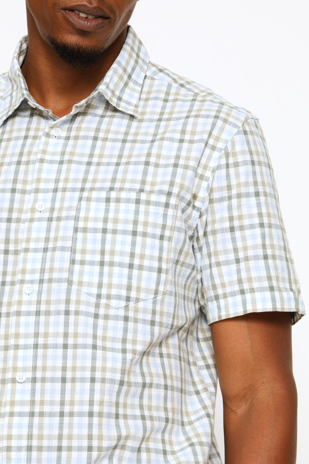 Slub Check Shirt - White/Sage/Fatigue