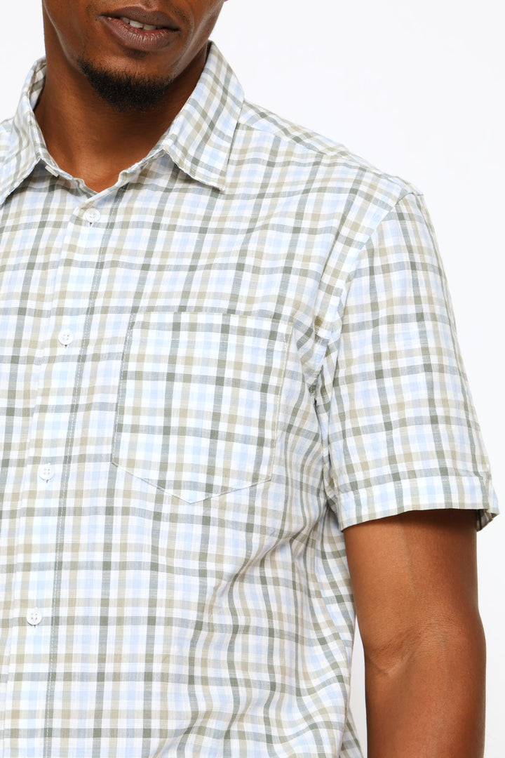 Slub Check Shirt - White/Sage/Fatigue