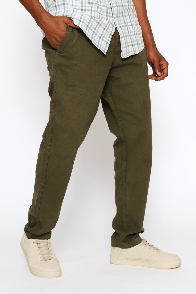 Pleat Detail Elasticated Chino - Fatigue