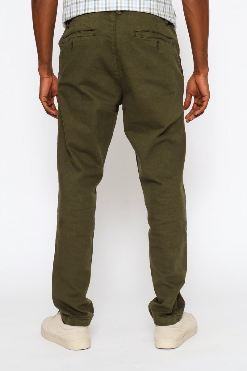 Pleat Detail Elasticated Chino - Fatigue