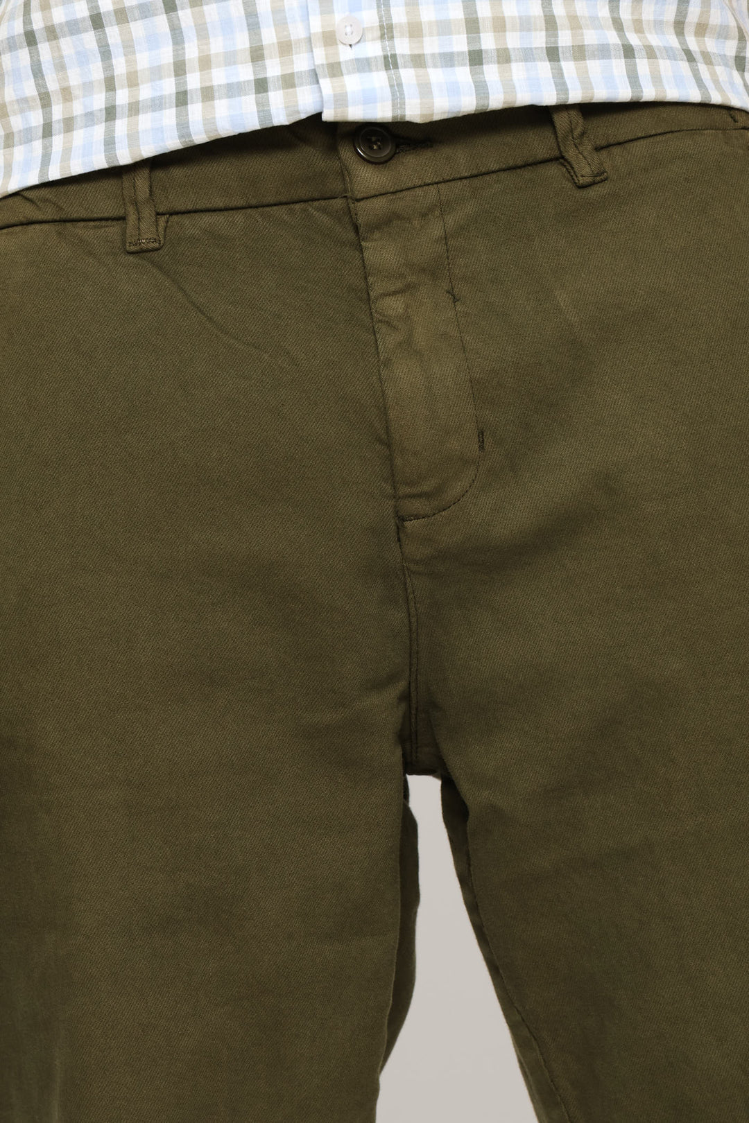 Pleat Detail Elasticated Chino - Fatigue