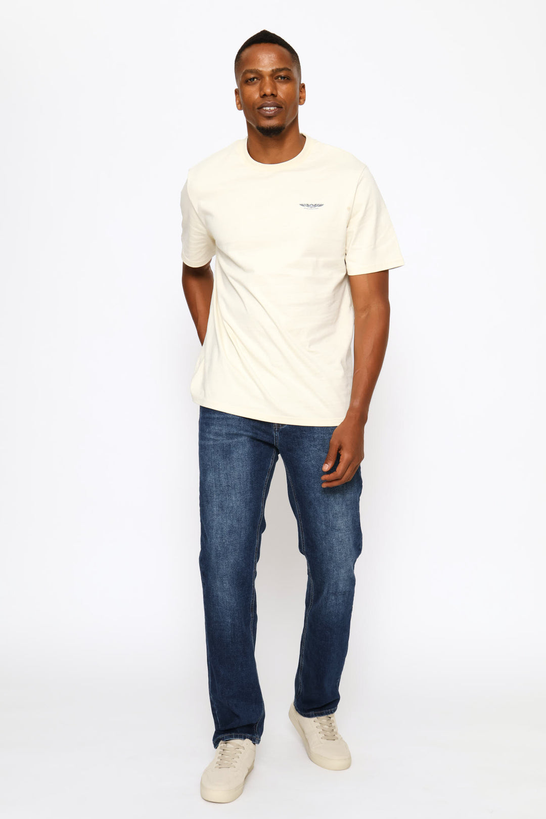 Blasted Straight Denim - Mid Wash
