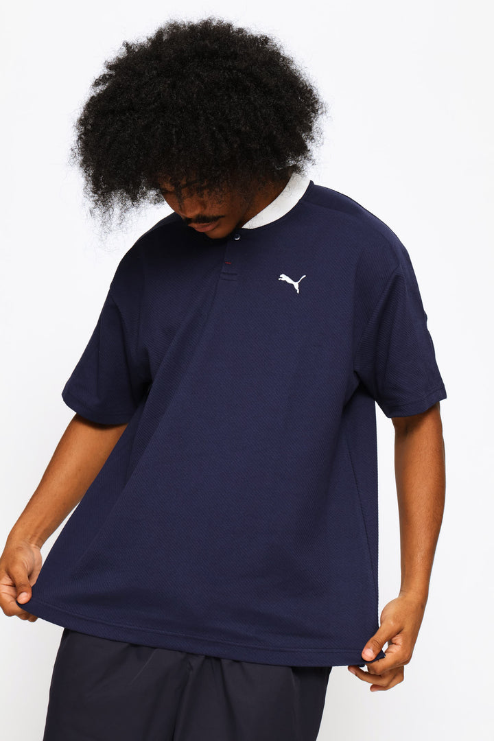 Class Relaxed Material Polo Shirt - Navy