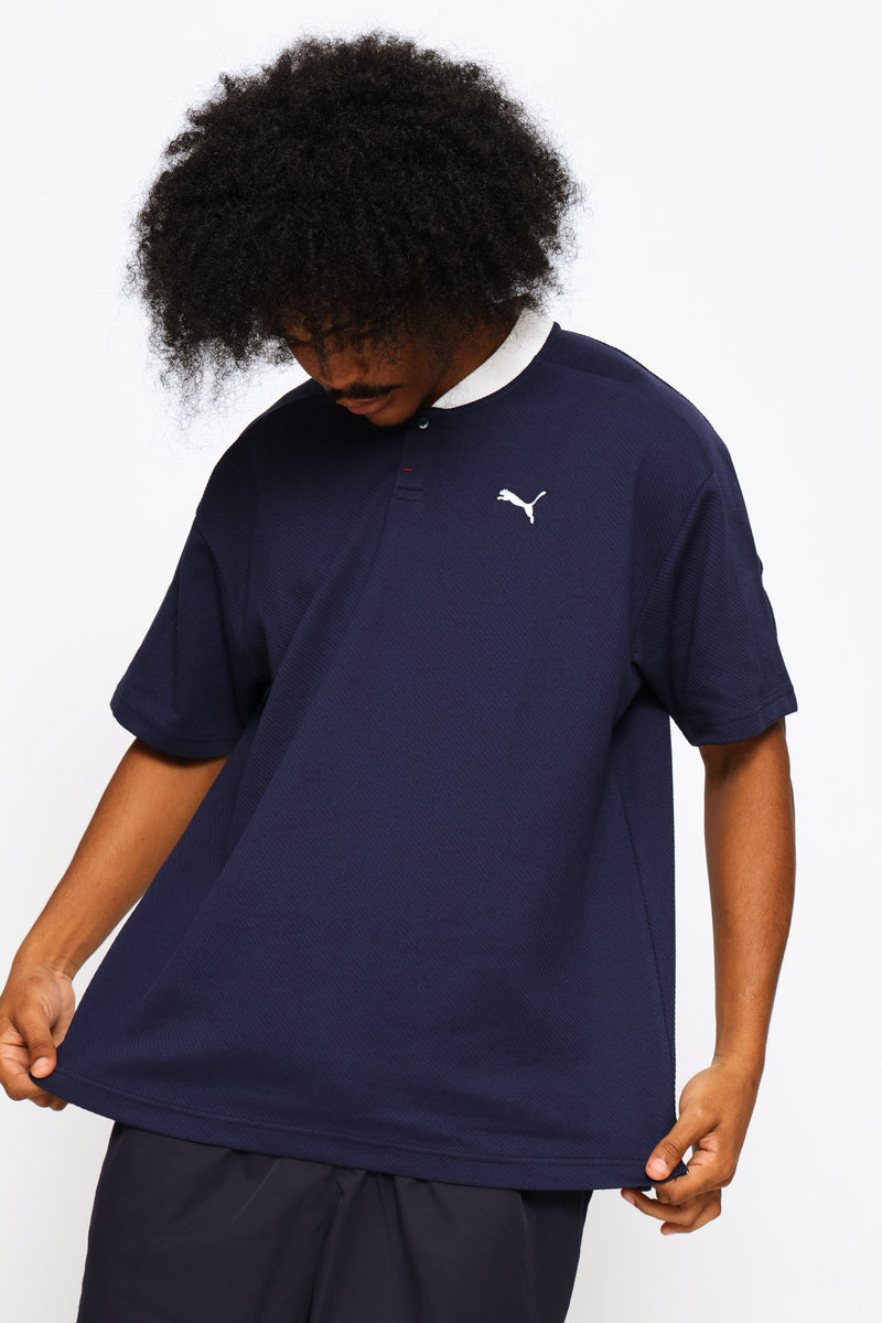 Class Relaxed Material Polo Shirt - Navy