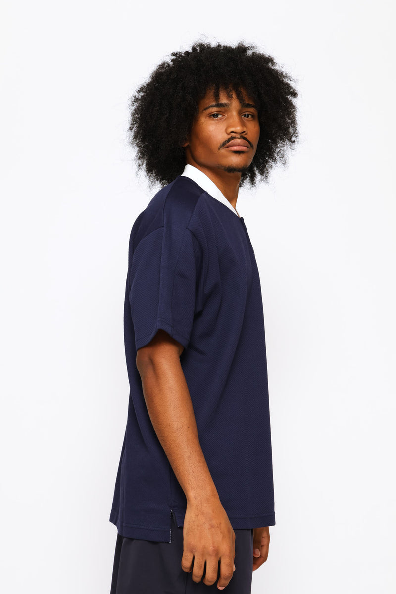 Class Relaxed Material Polo Shirt - Navy
