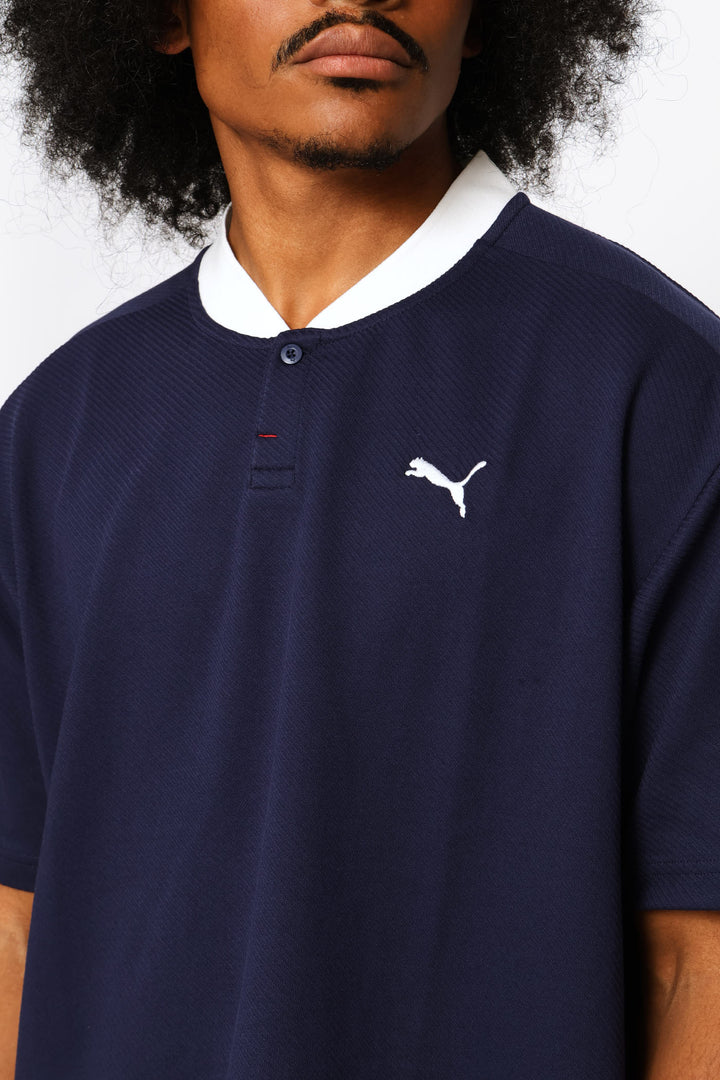 Class Relaxed Material Polo Shirt - Navy