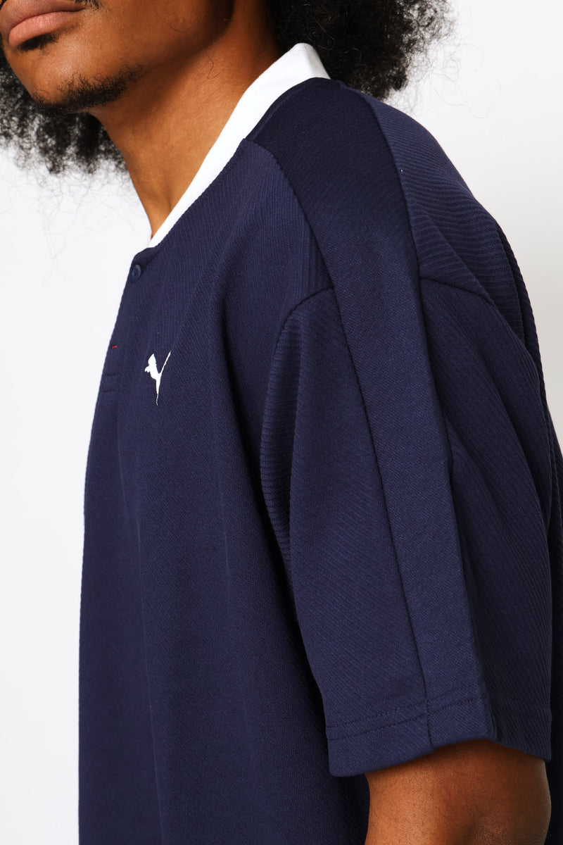 Class Relaxed Material Polo Shirt - Navy