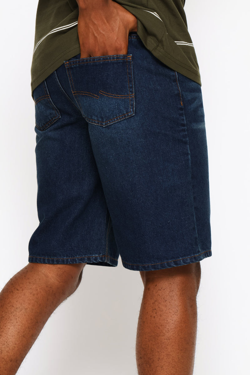 Rigid Denim Shorts - Dark Wash