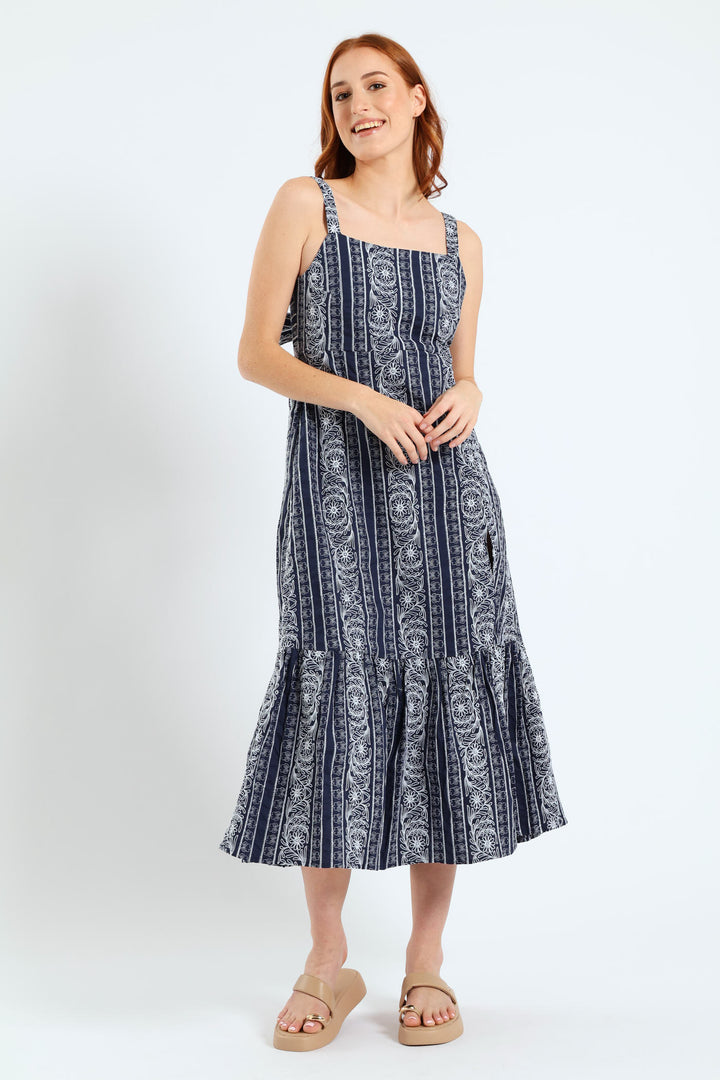 Maxi Tiered Dress - Navy
