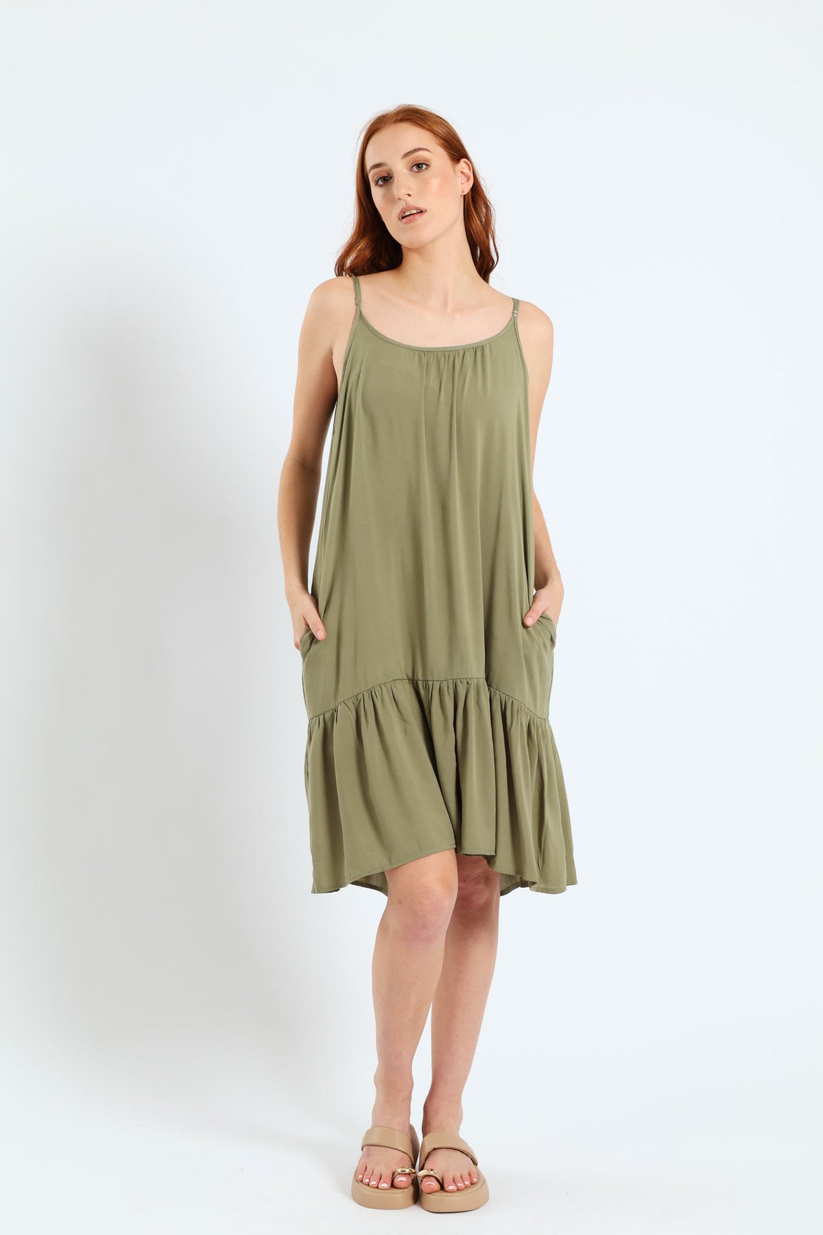 Strappy Peplum Hem Mini Dress Green Edgars