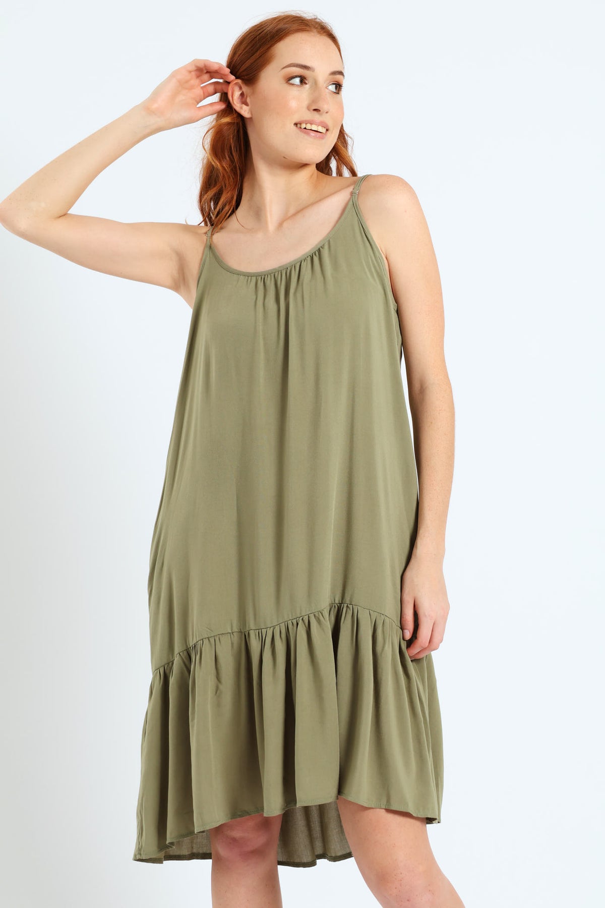 Strappy Peplum Hem Mini Dress Green Edgars