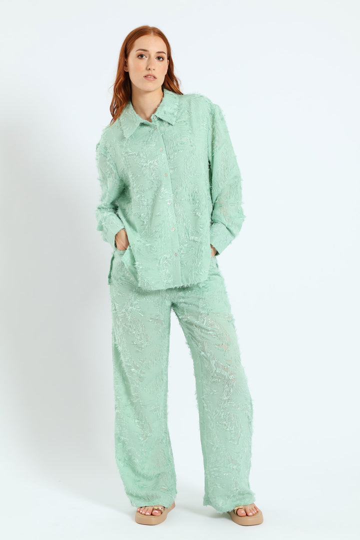 Long Sleeve Burn Out  Shirt - Blue