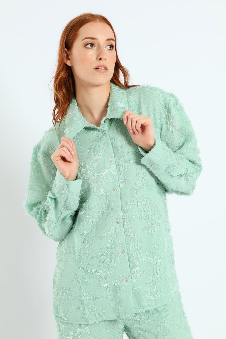 Long Sleeve Burn Out  Shirt - Blue