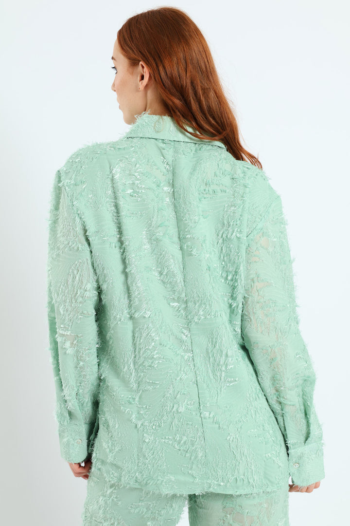 Long Sleeve Burn Out  Shirt - Blue