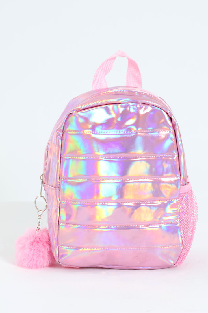 Girls Metallic Quilted Mini Backpack - Pink