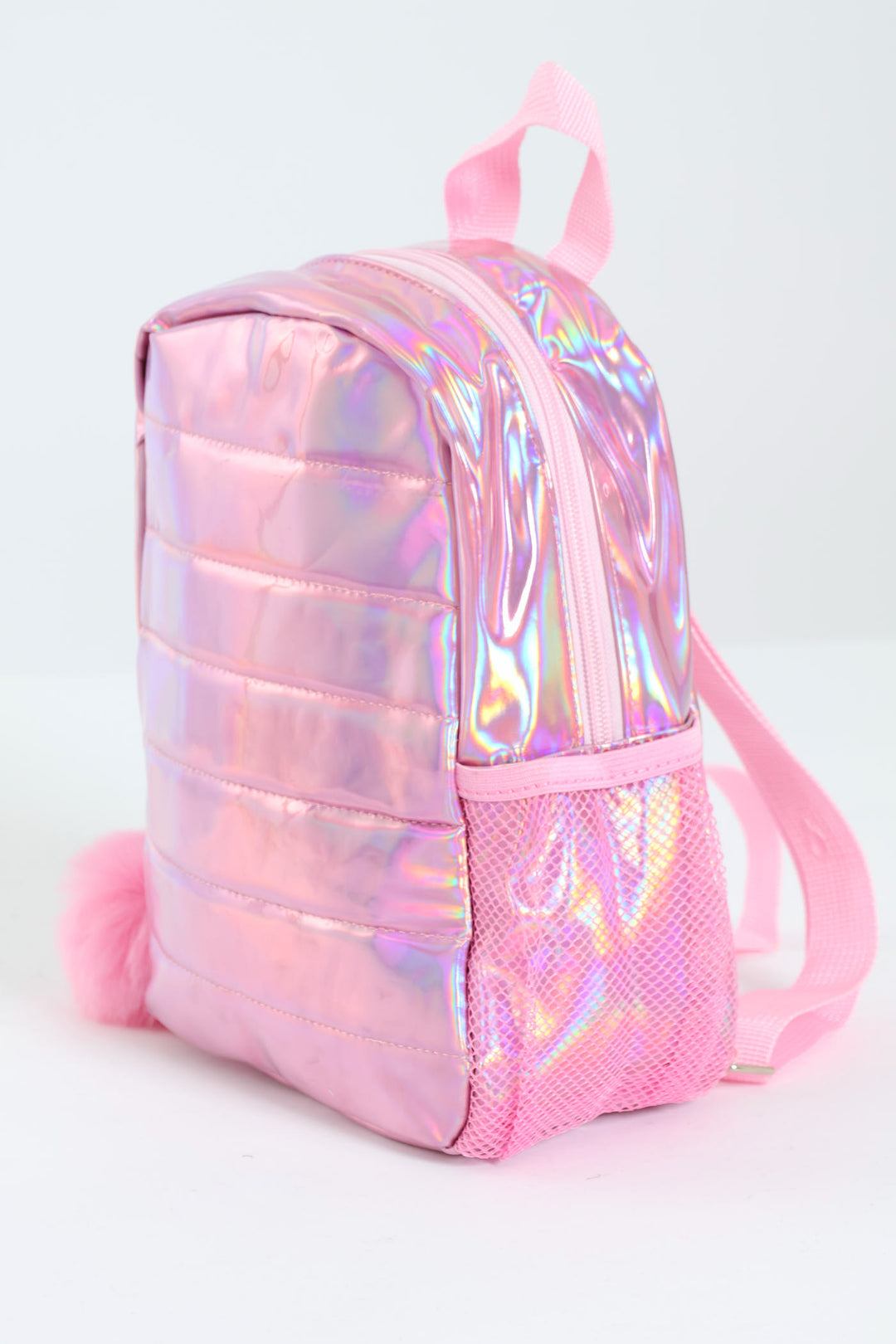 Girls Metallic Quilted Mini Backpack - Pink