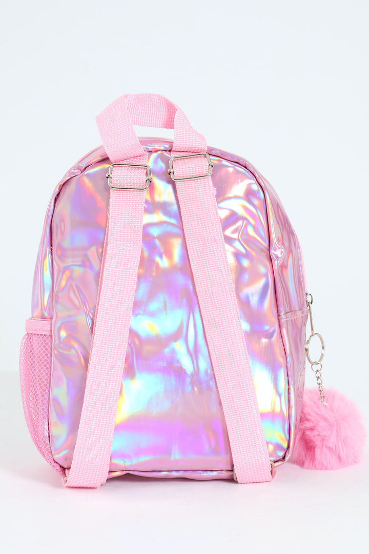 Girls Metallic Quilted Mini Backpack - Pink