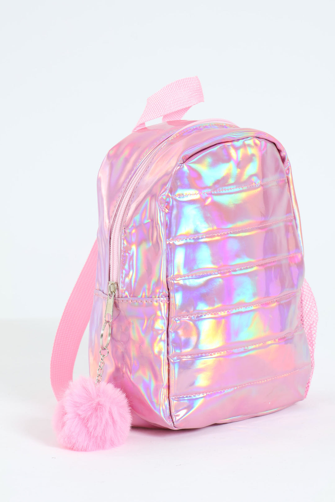 Girls Metallic Quilted Mini Backpack - Pink