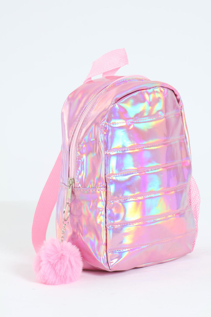 Girls Metallic Quilted Mini Backpack - Pink