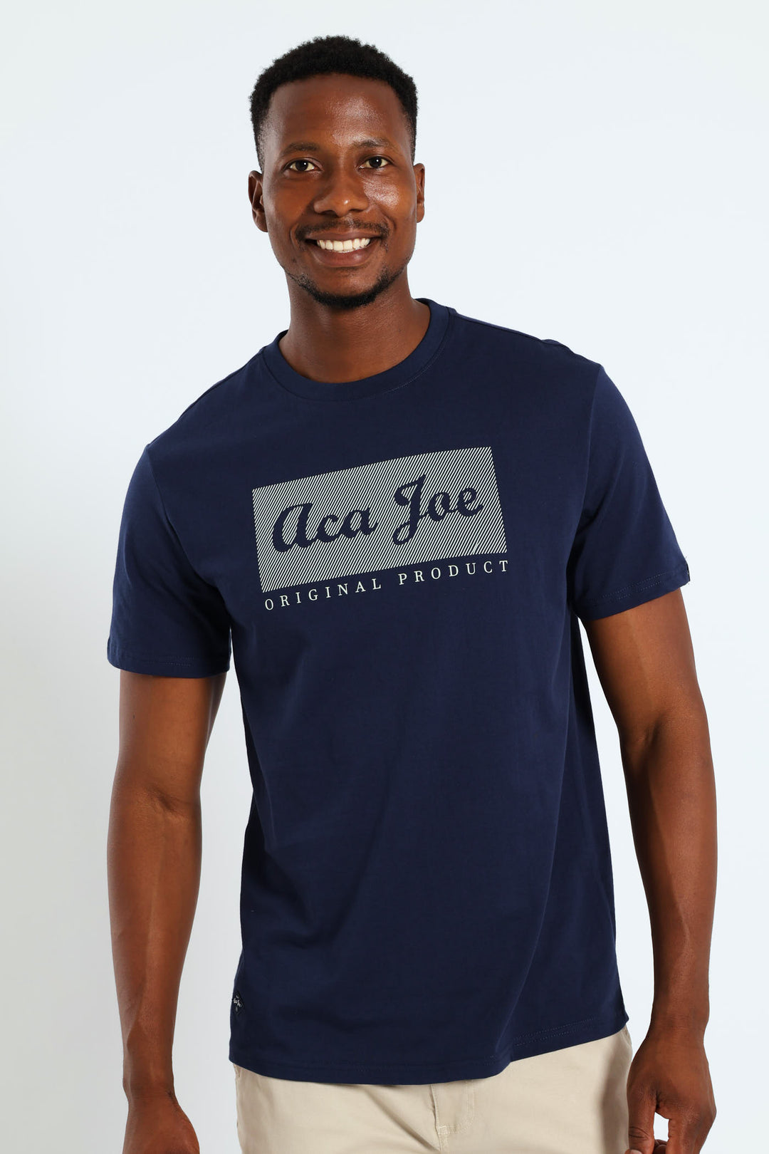 Square Logo Embroidered Tee - Navy