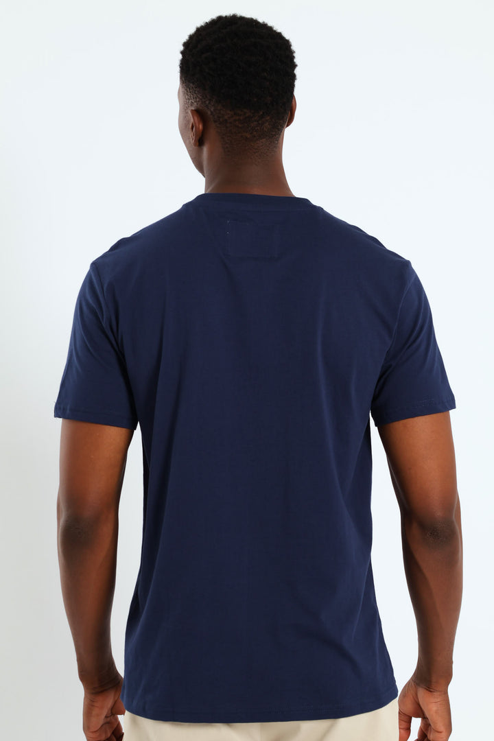 Square Logo Embroidered Tee - Navy