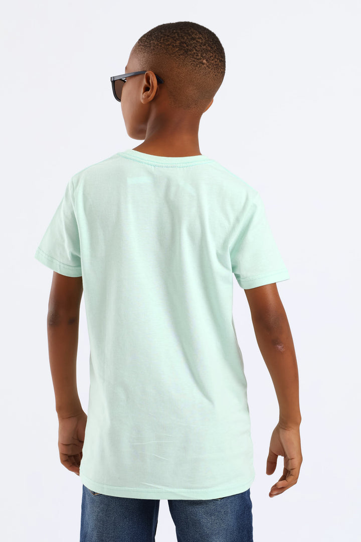 Boys Palm Paint Print T-Shirt - Mint