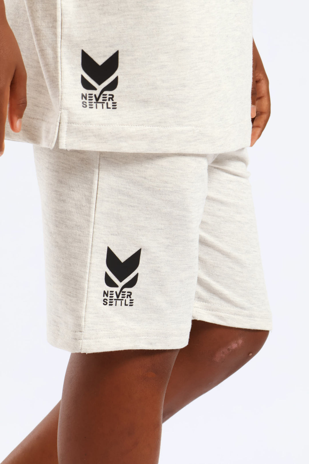 Boys Print Fleece Short - Oatmeal Melange